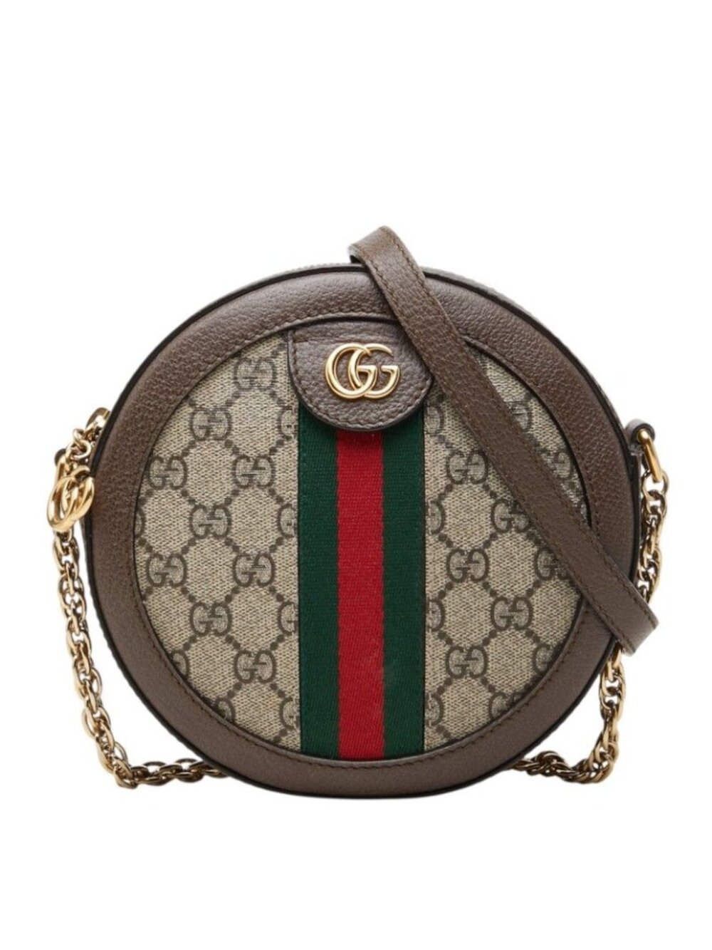 Gucci Ophidia GG Supreme Crossbody Chain Shoulder Bag Brown Leather
